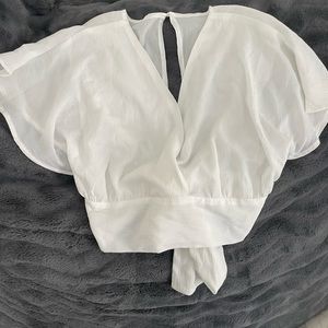 Flowy White Wrap Crop Top